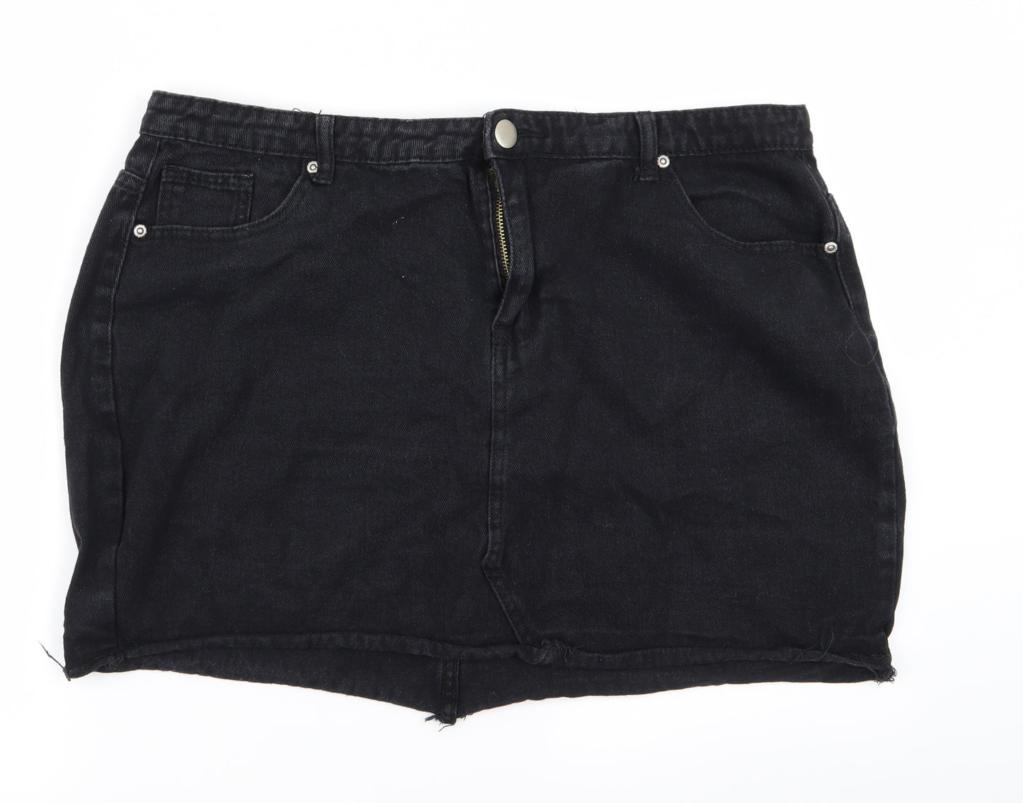 Boohoo Womens Black  Denim Straight & Pencil Skirt Size 18