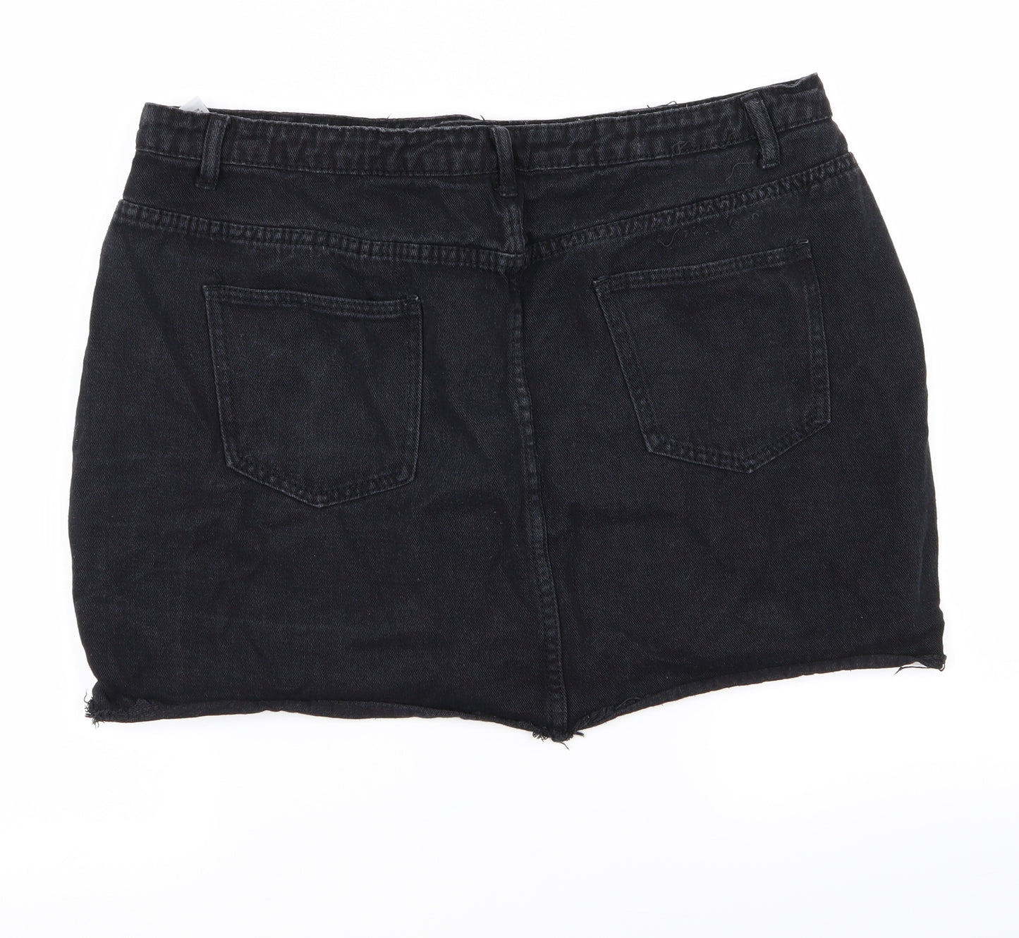 Boohoo Womens Black  Denim Straight & Pencil Skirt Size 18