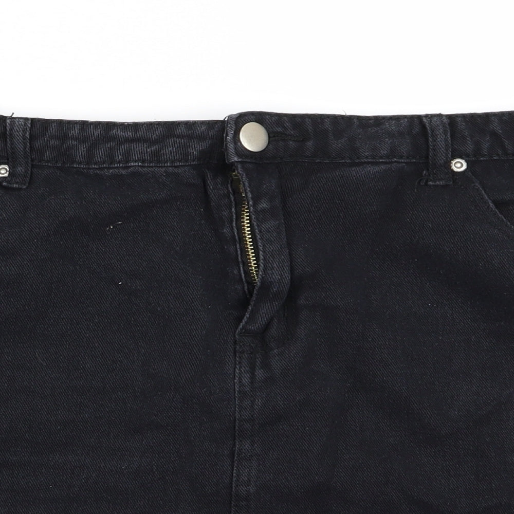 Boohoo Womens Black  Denim Straight & Pencil Skirt Size 18