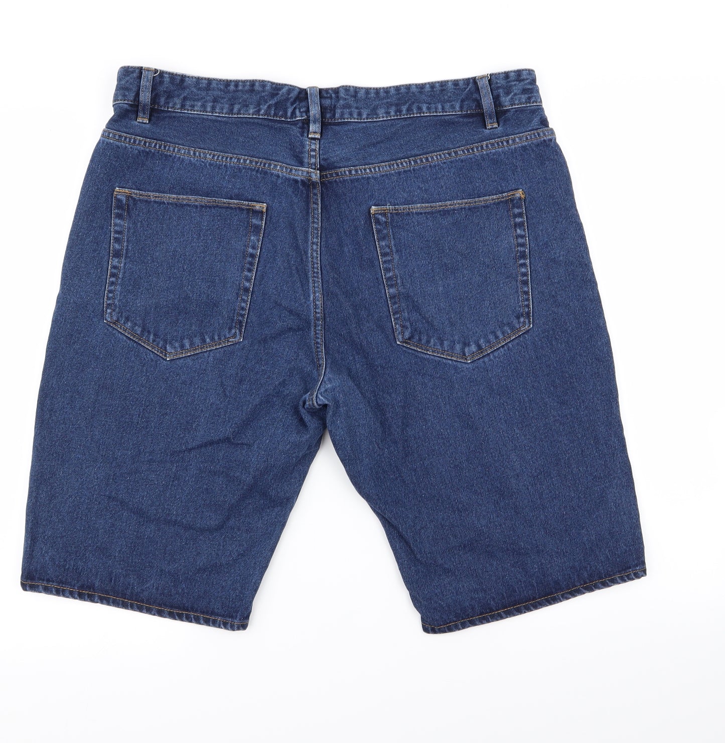 Easy Mens Blue  Corduroy Biker Shorts Size 36