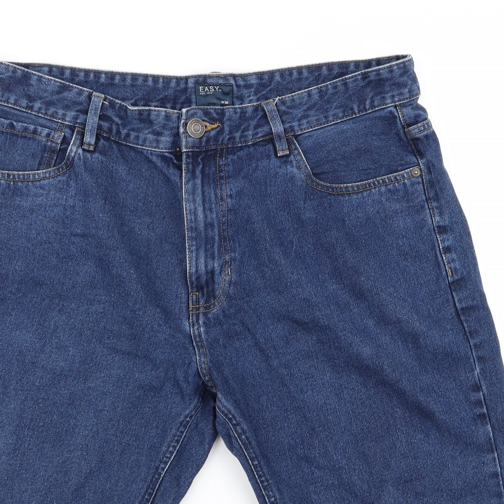 Easy Mens Blue  Corduroy Biker Shorts Size 36
