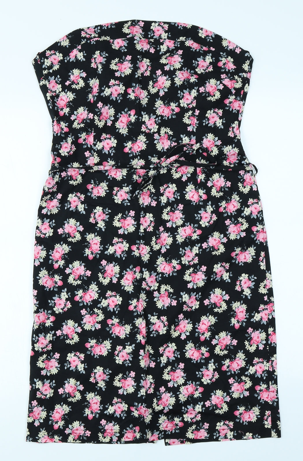 Preworn Womens Black Floral  Pencil Dress  Size 14