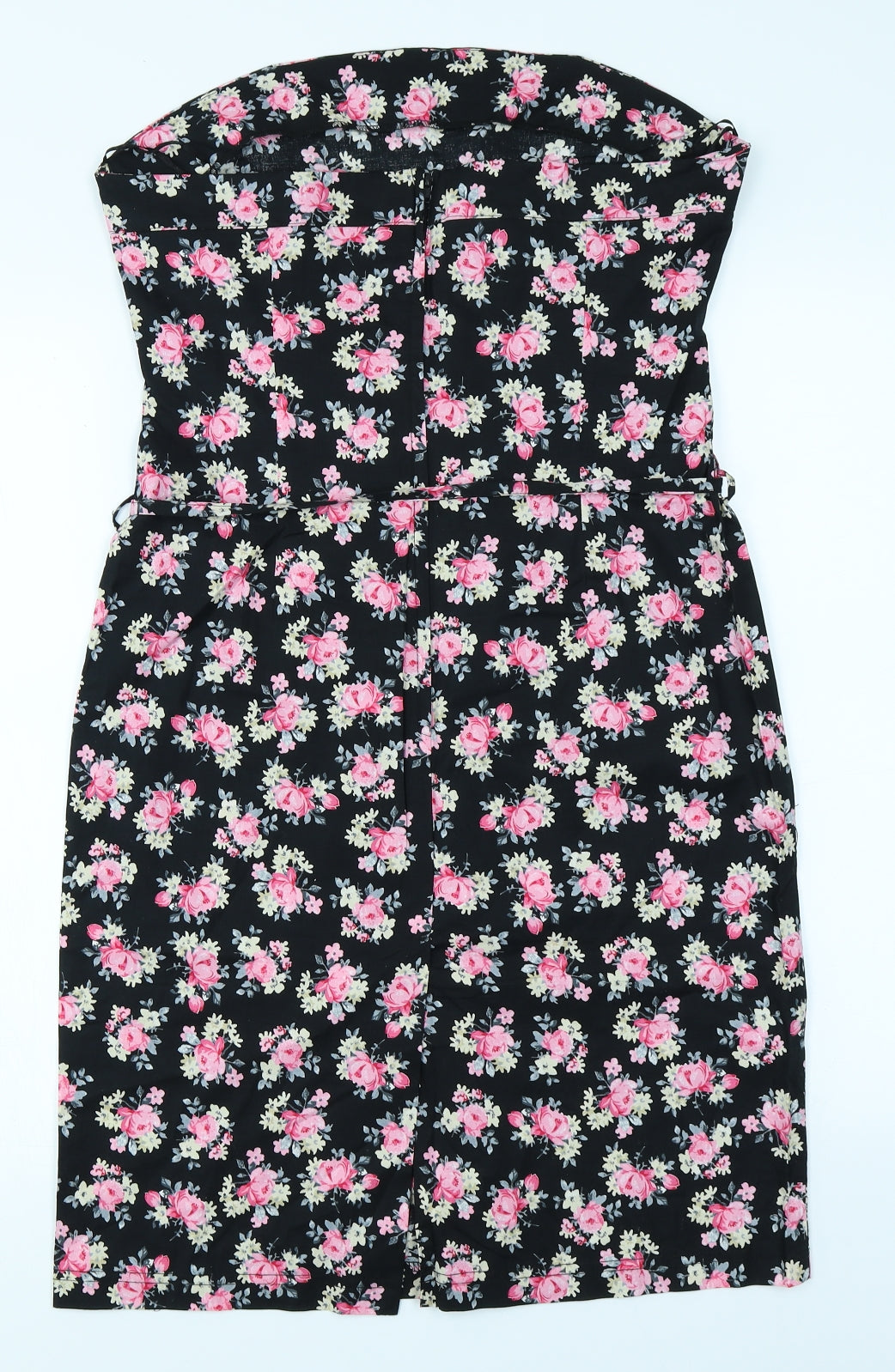 Preworn Womens Black Floral  Pencil Dress  Size 14