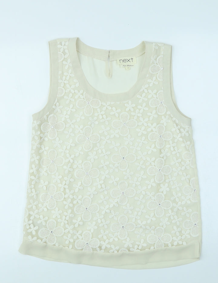 NEXT Womens Ivory Floral  Basic Blouse Size 10