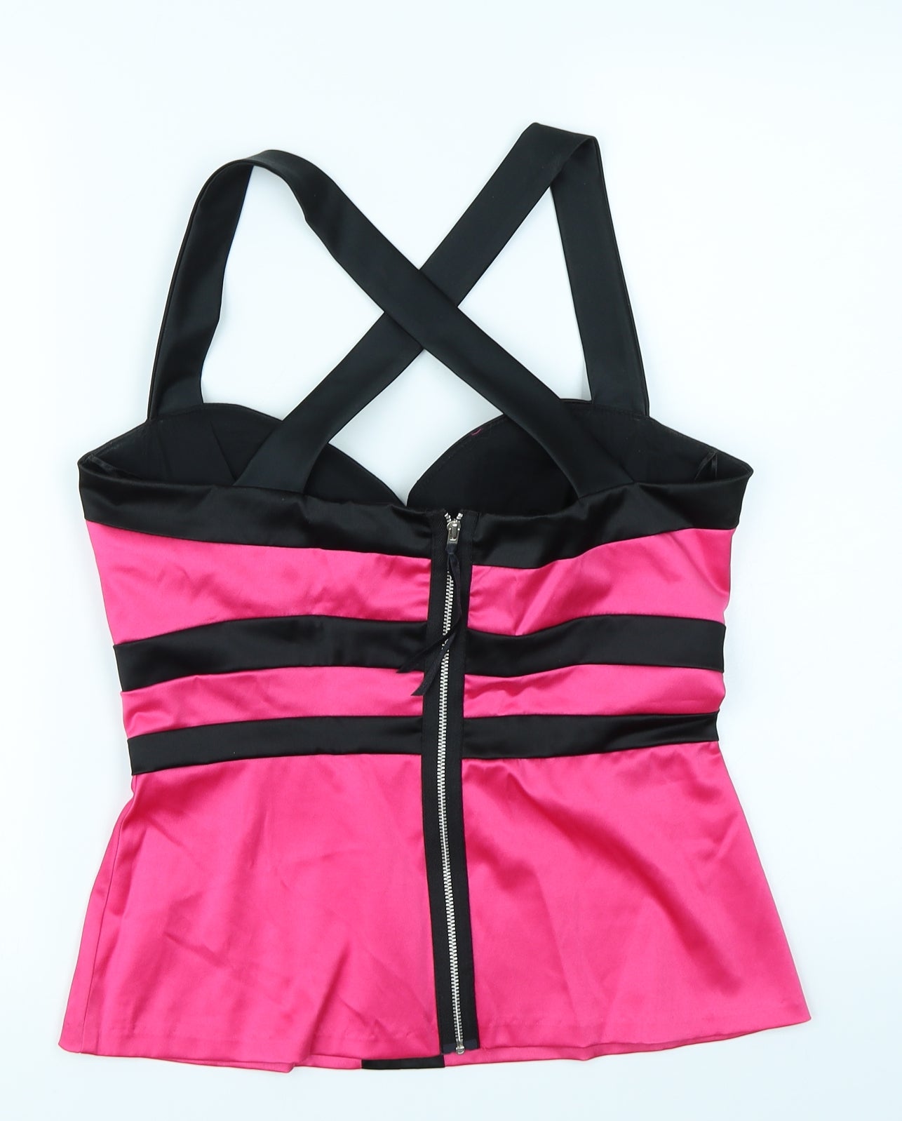 Jane Norman Womens Pink Colourblock  Basic Tank Size 12