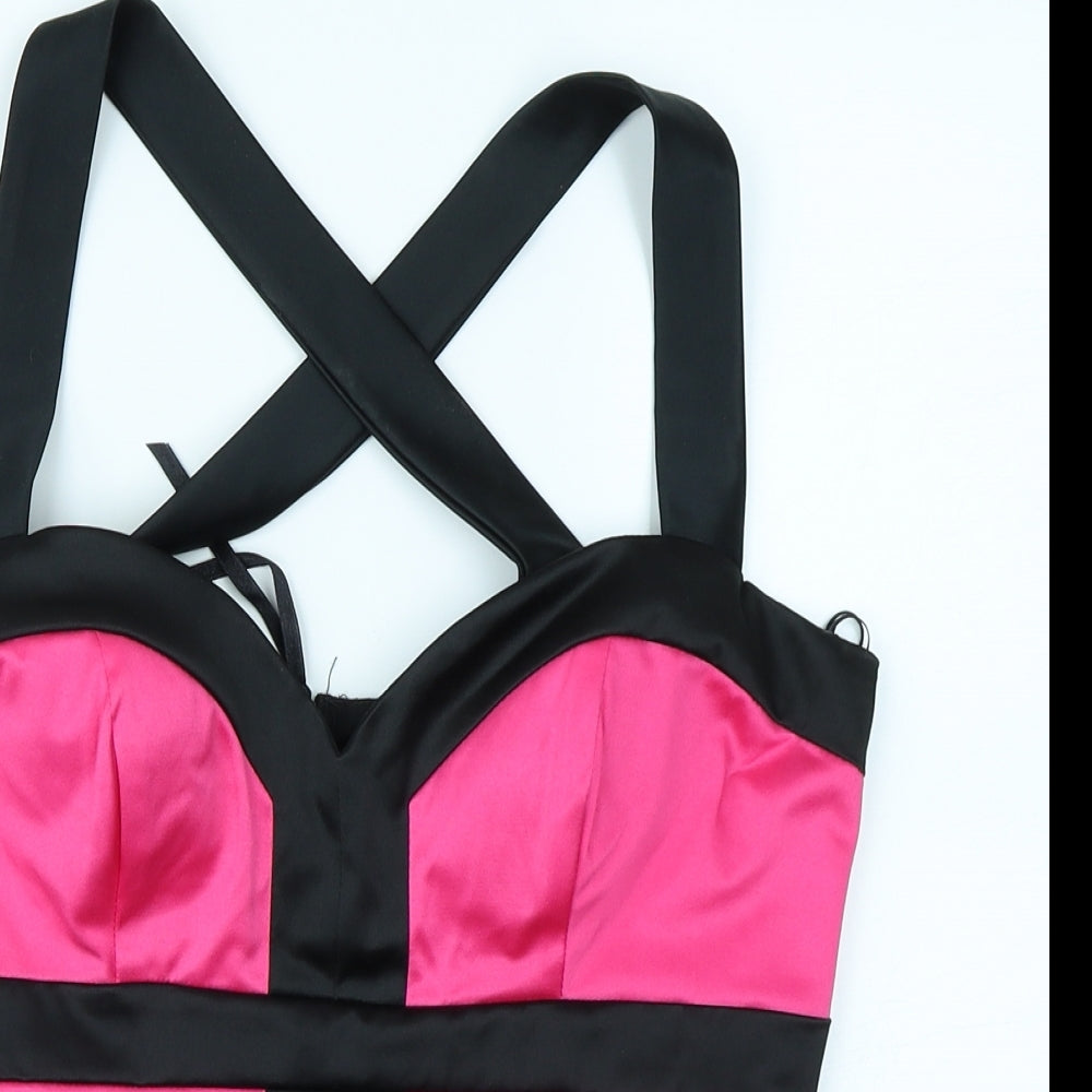 Jane Norman Womens Pink Colourblock  Basic Tank Size 12