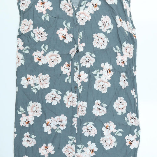 New Look Womens Grey Floral  Shirt Dress  Size 10