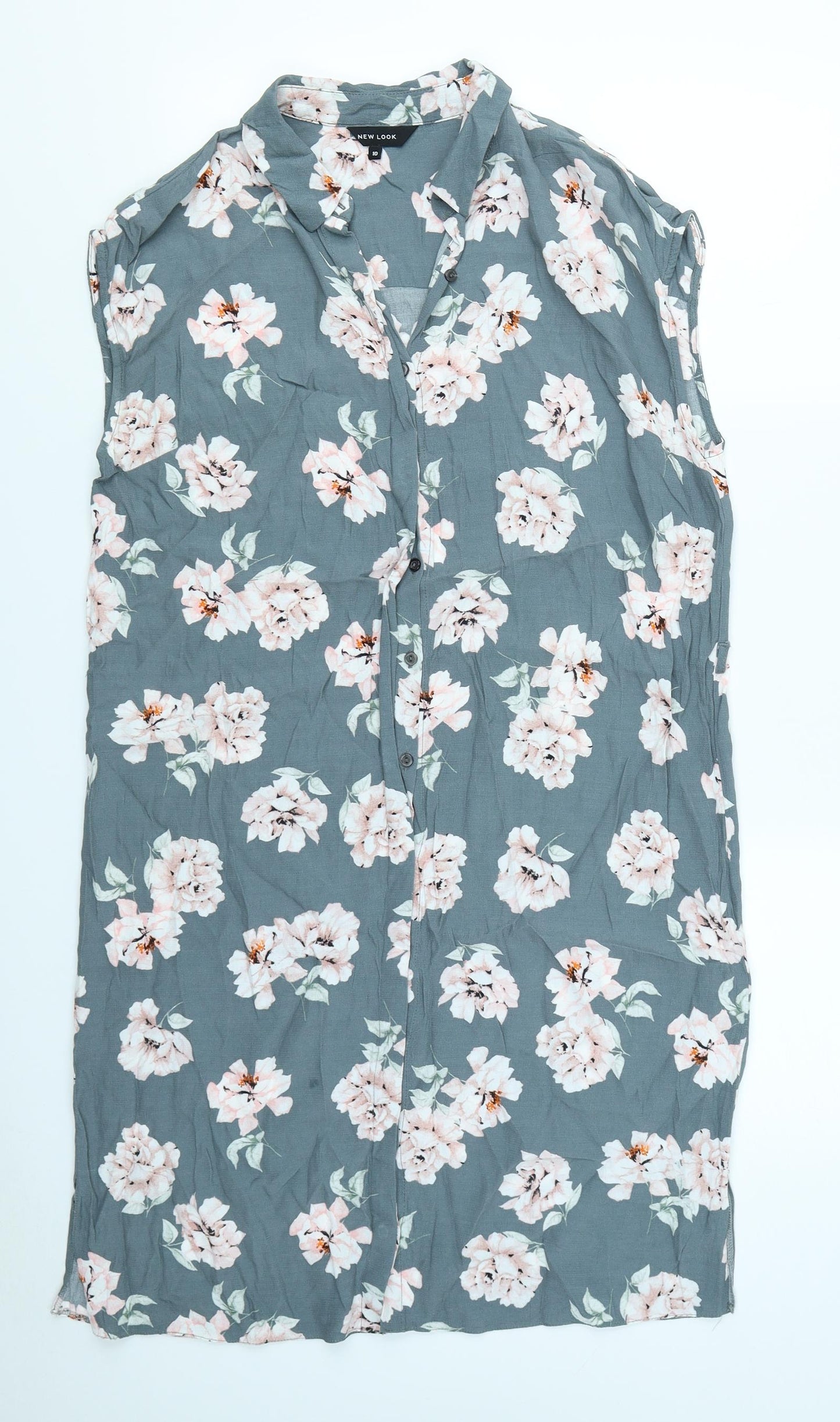New Look Womens Grey Floral  Shirt Dress  Size 10