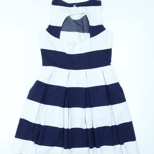 Polo Womens Blue Striped  Fit & Flare  Size 16