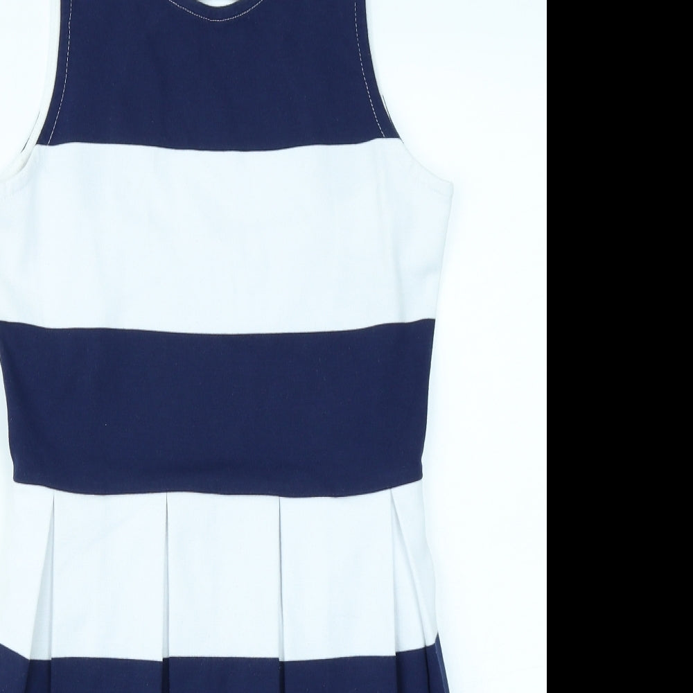 Polo Womens Blue Striped  Fit & Flare  Size 16