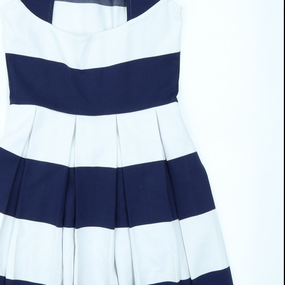 Polo Womens Blue Striped  Fit & Flare  Size 16