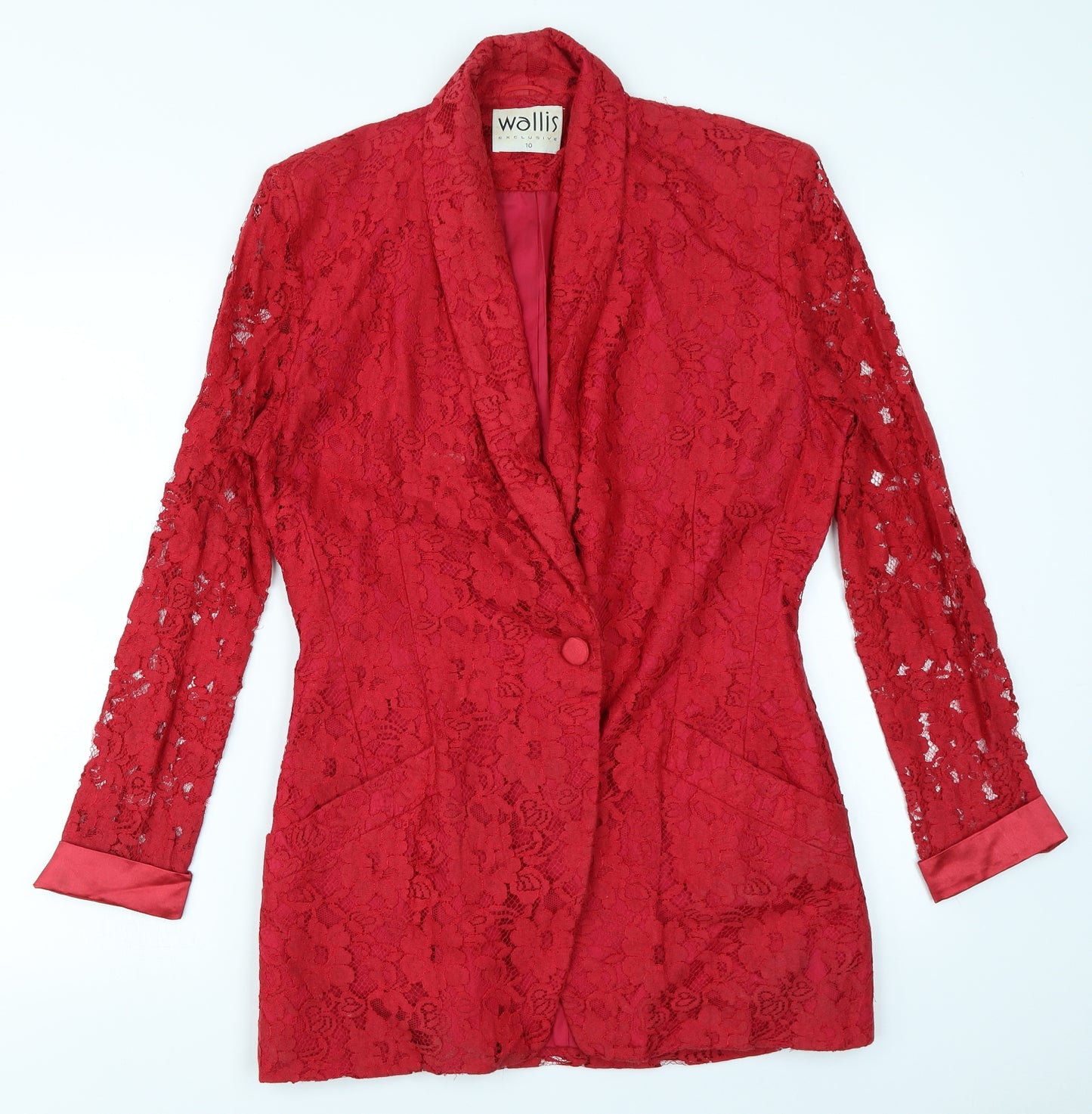 Wallis Womens Red  Lace Jacket Blazer Size 10