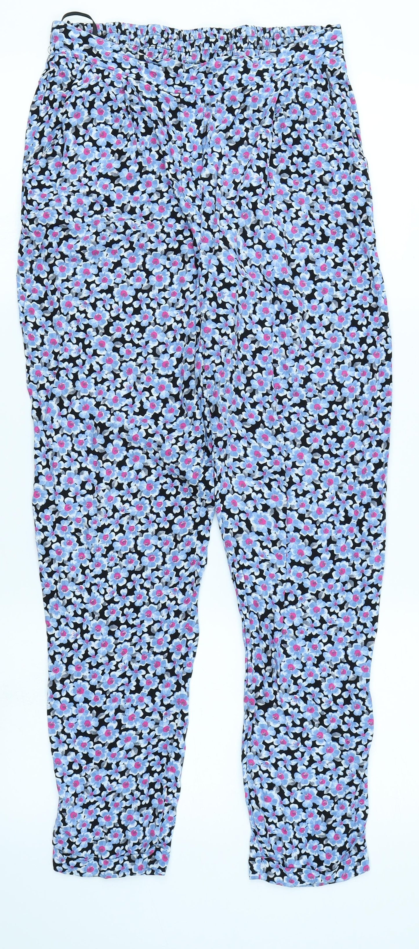 Dorothy Perkins Womens Blue Floral  Trousers  Size 8 L26 in
