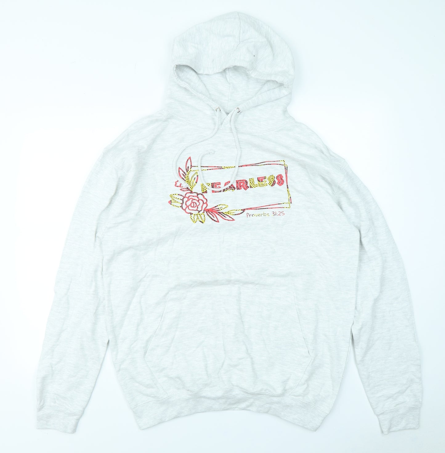 Fearless Mens Grey   Pullover Hoodie Size L