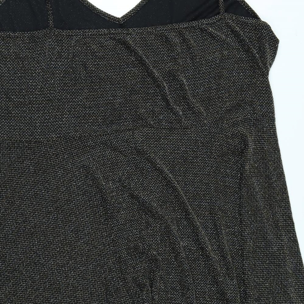 Yours Womens Black Herringbone  Camisole Blouse Size 30
