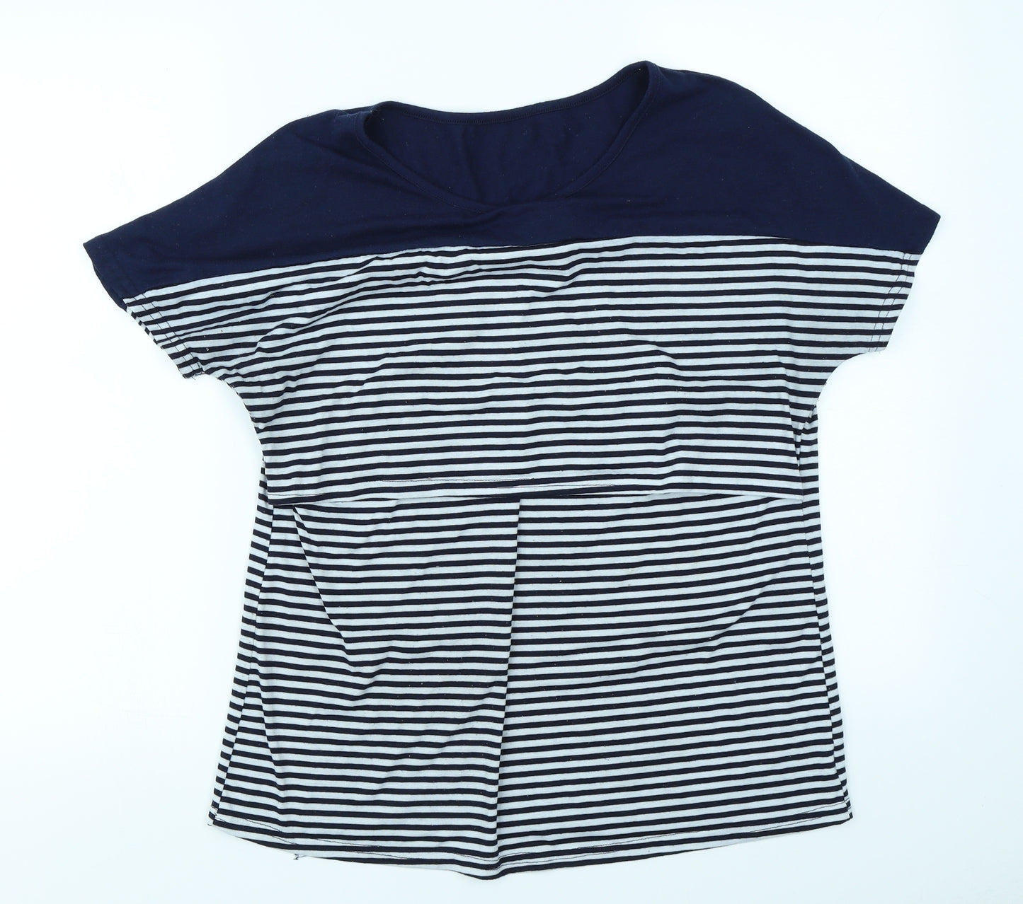 Preworn Womens Blue Striped  Basic T-Shirt Size M