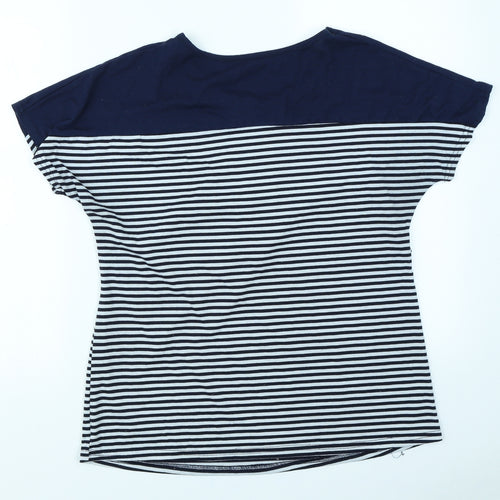 Preworn Womens Blue Striped  Basic T-Shirt Size M