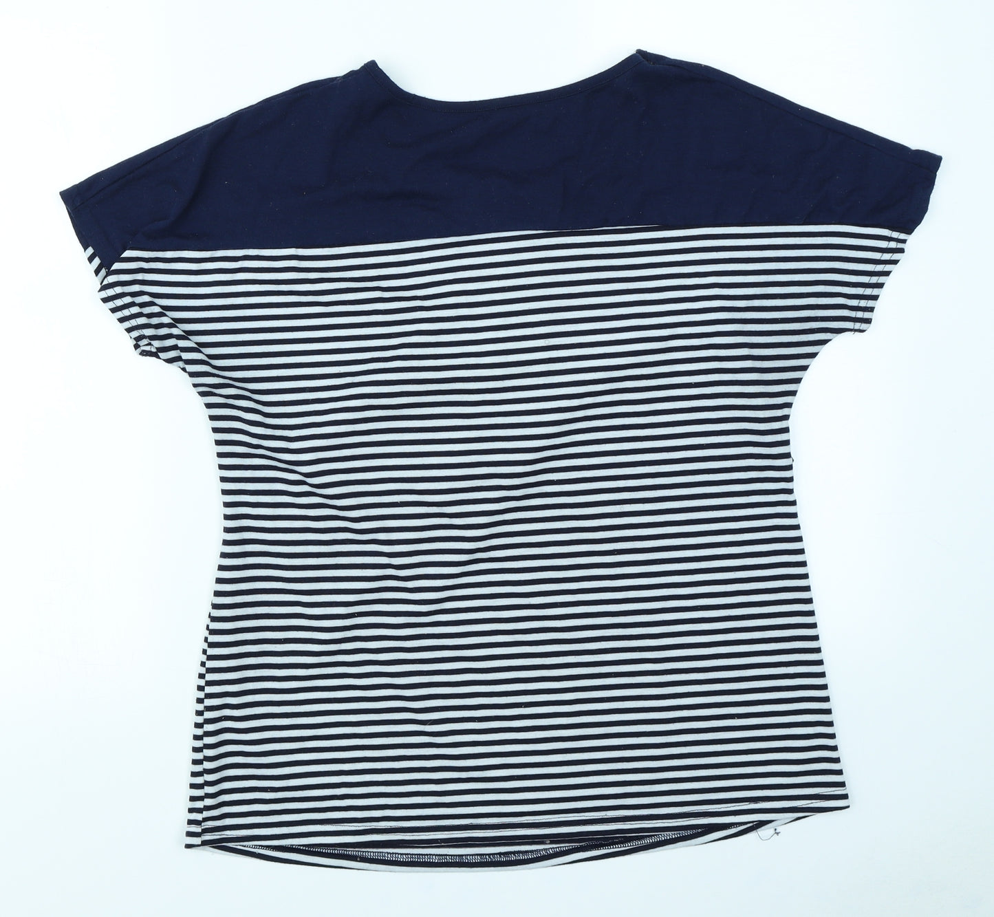 Preworn Womens Blue Striped  Basic T-Shirt Size M