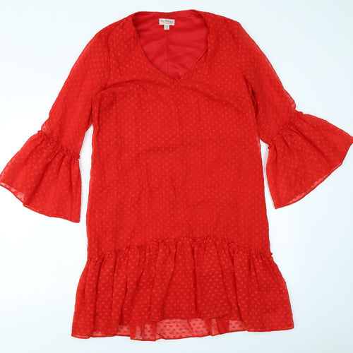 Miss Selfridge Womens Red Polka Dot  A-Line  Size 12