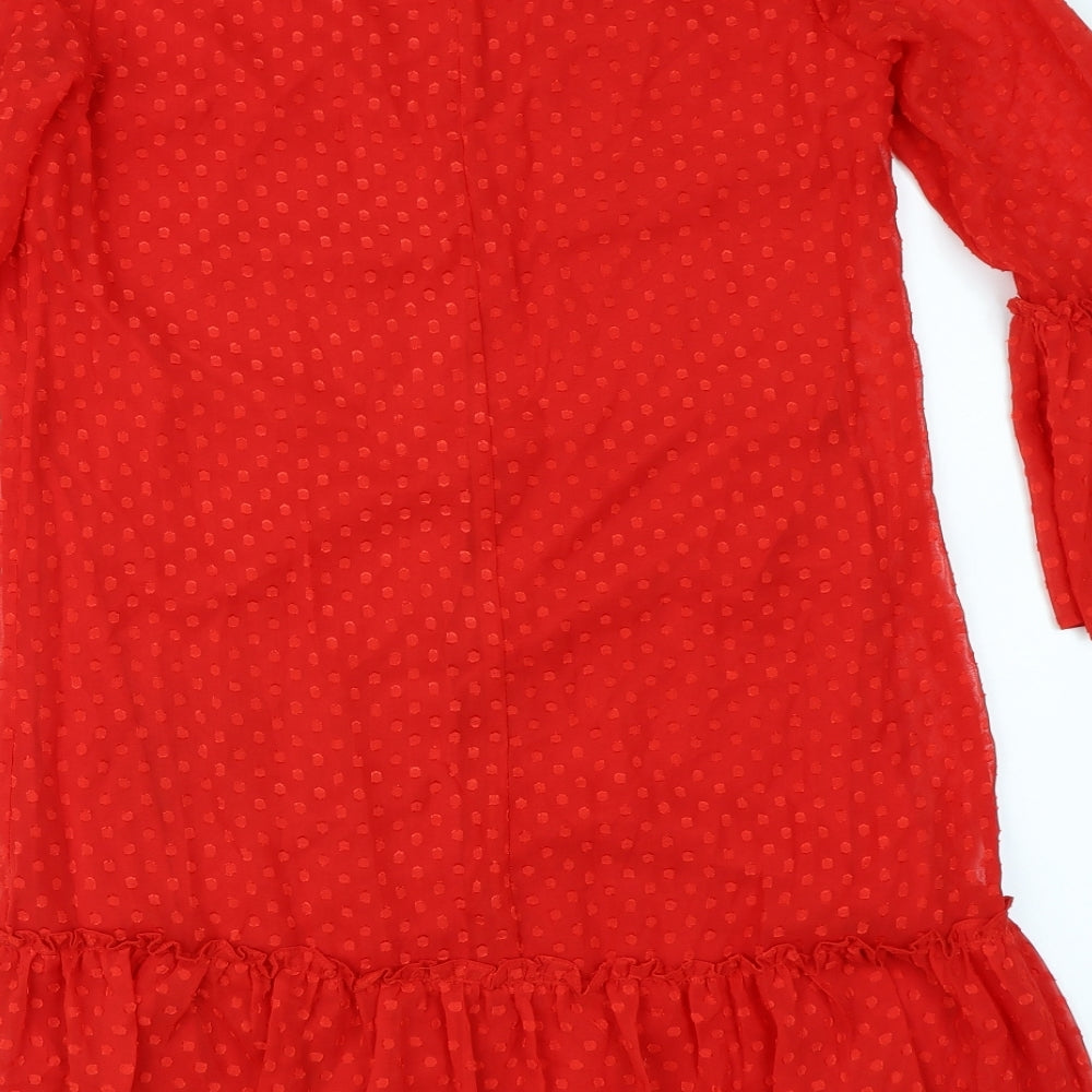 Miss Selfridge Womens Red Polka Dot  A-Line  Size 12