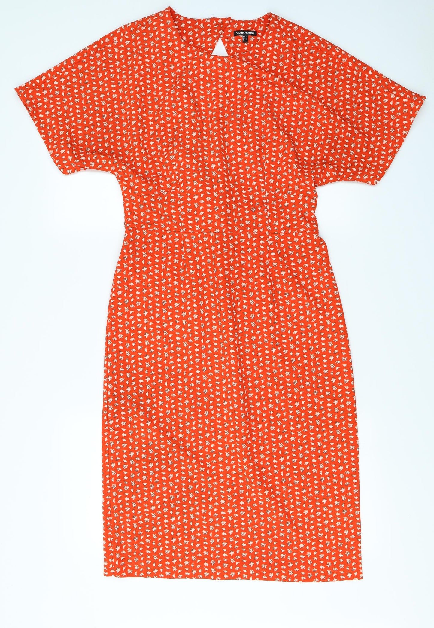 Warehouse Womens Red Polka Dot  Pencil Dress  Size 10