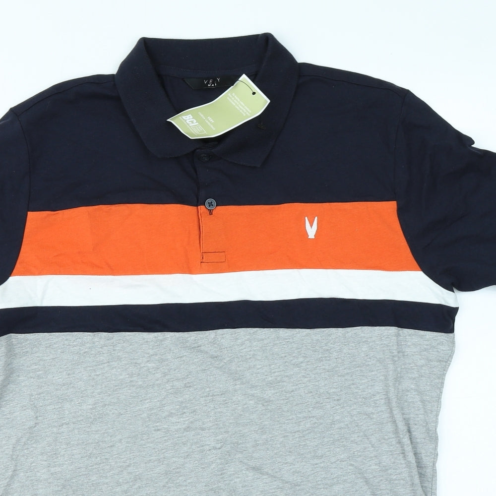 Very Mens Grey Colourblock   Polo Size M
