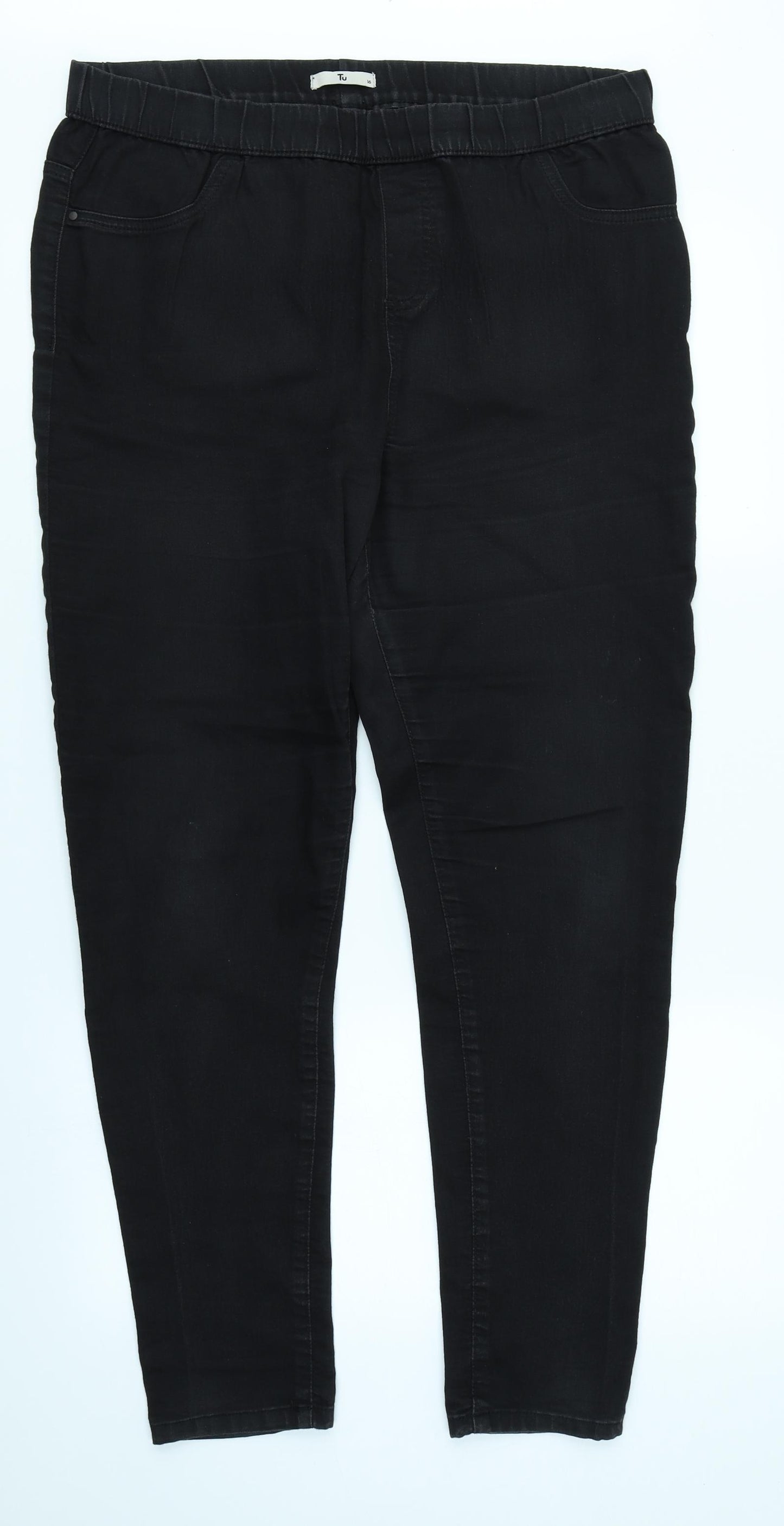 TU Womens Black  Denim Jegging Jeans Size 16 L29 in