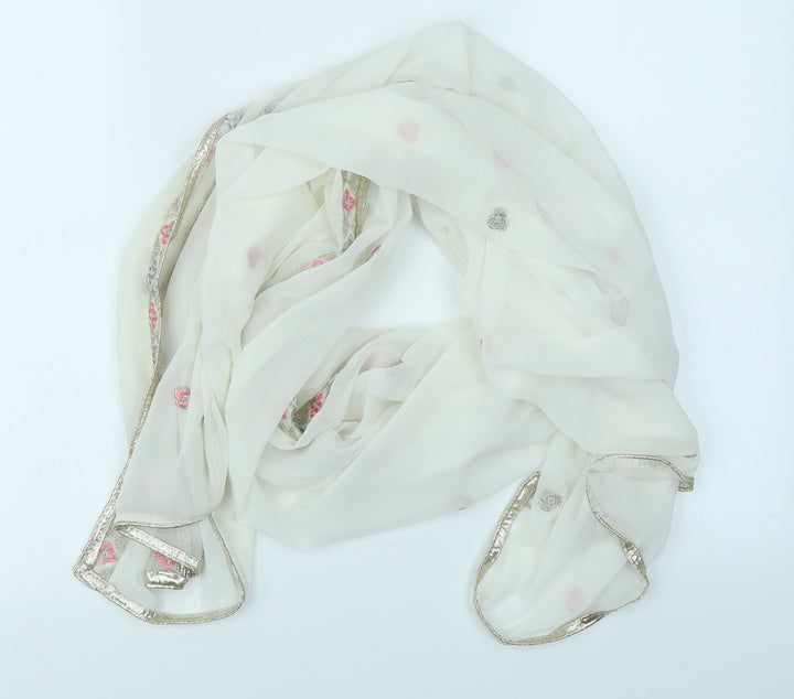 Preworn Womens White Floral   Scarf