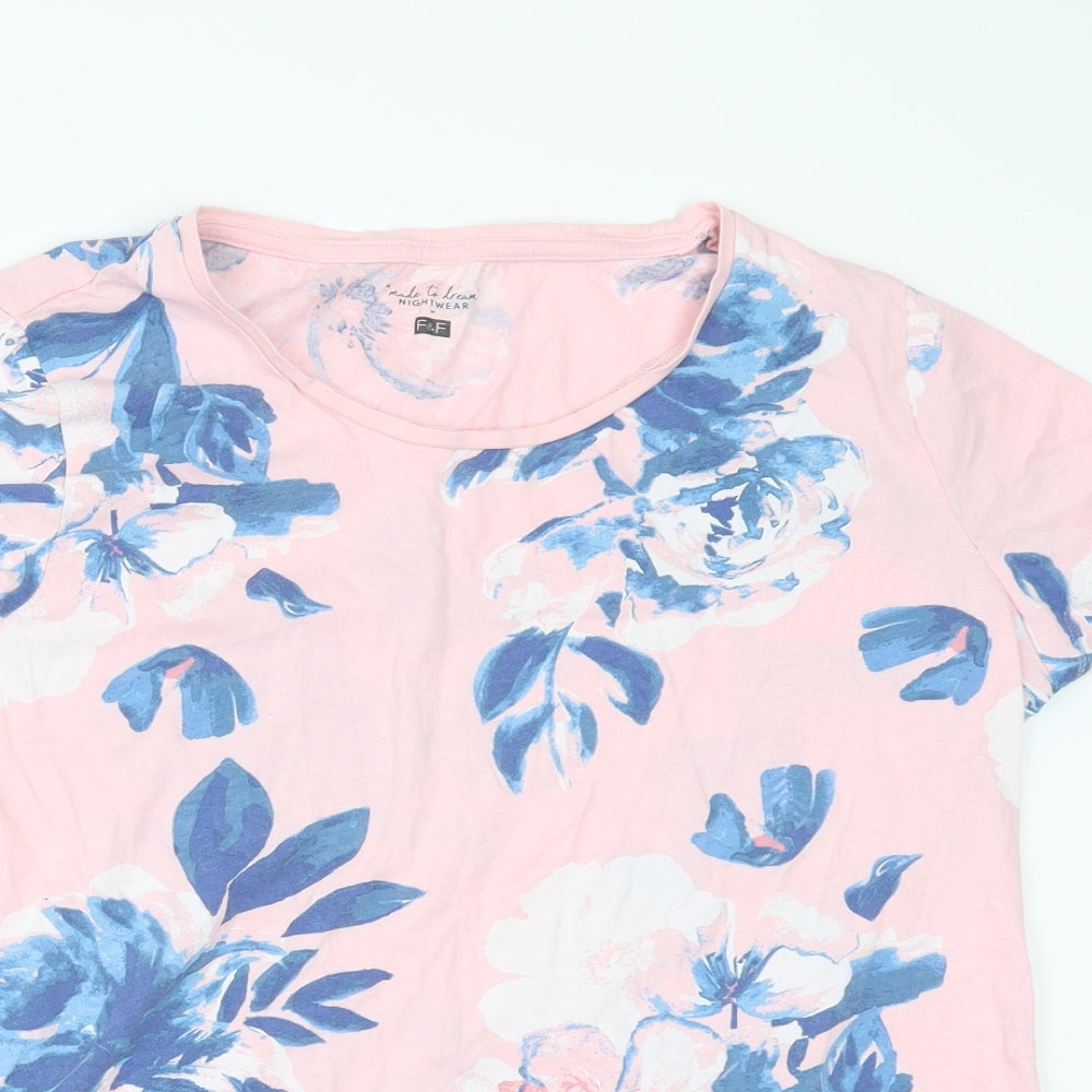 F&F Womens Pink Floral  Top Pyjama Set Size 14  - Pyjama Set