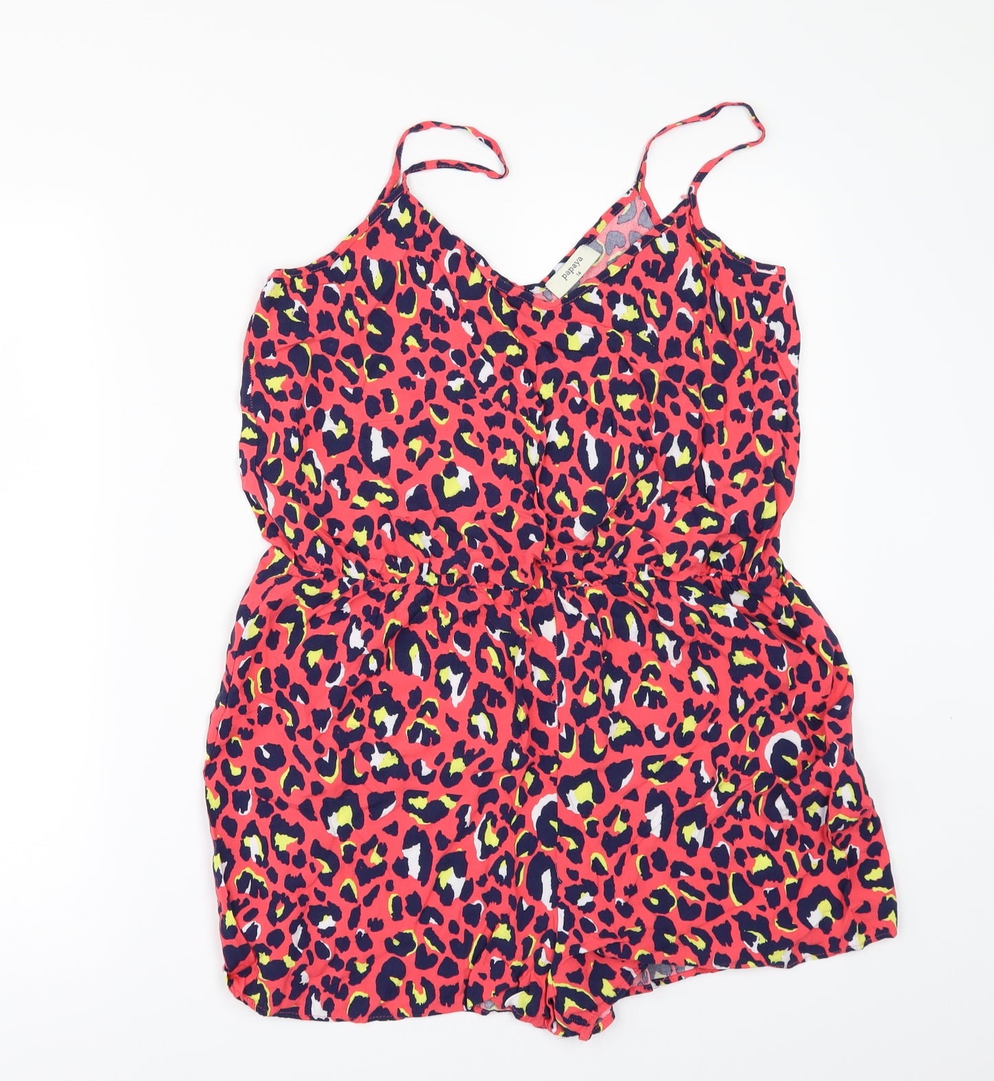 Papaya Womens Orange Animal Print  Playsuit One-Piece Size 14