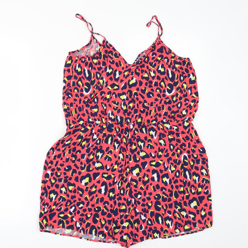 Papaya Womens Orange Animal Print  Playsuit One-Piece Size 14