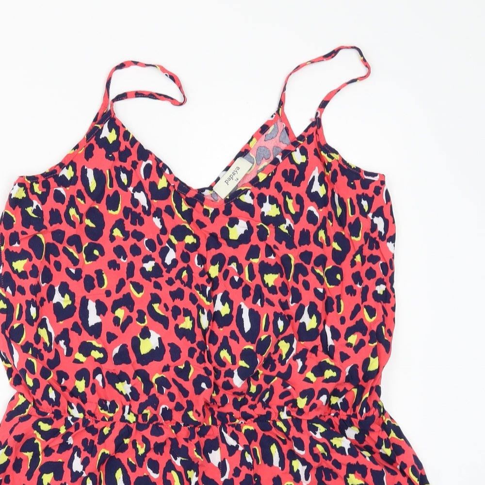 Papaya Womens Orange Animal Print  Playsuit One-Piece Size 14