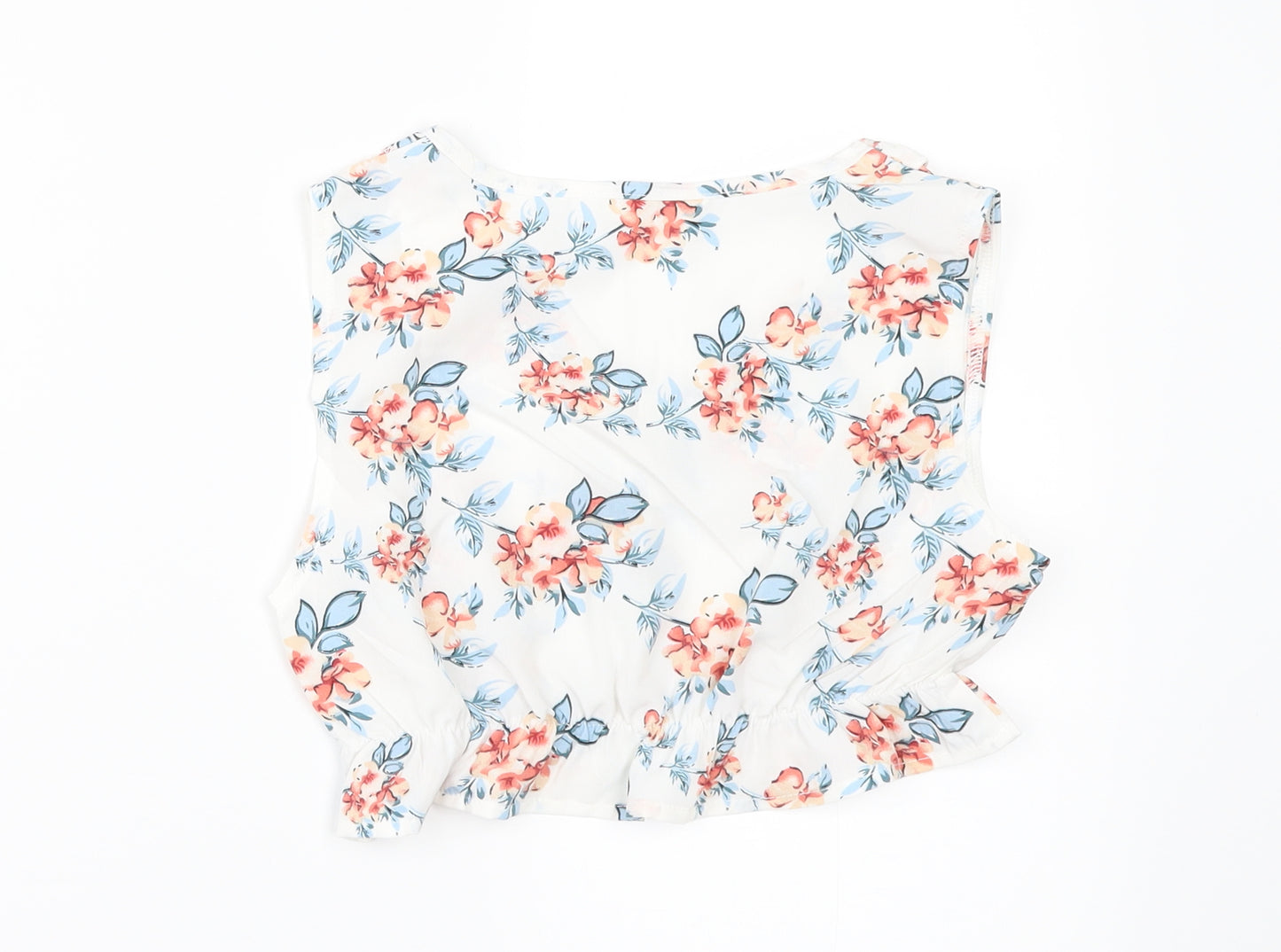 SheIn Girls White Floral  Cropped Blouse Size 8 Years