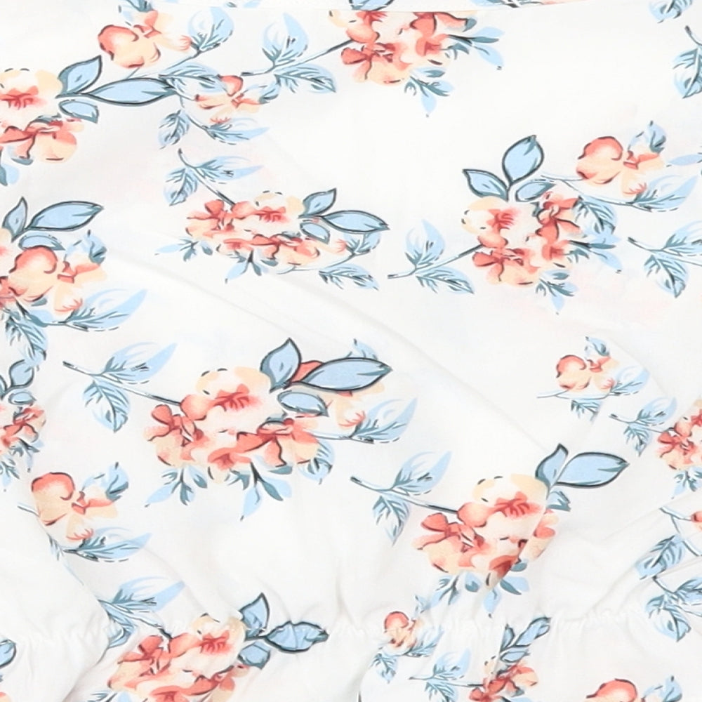 SheIn Girls White Floral  Cropped Blouse Size 8 Years