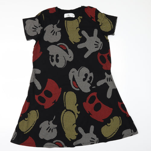 Disney Womens Black Geometric  Fit & Flare  Size M  - Micky Mouse