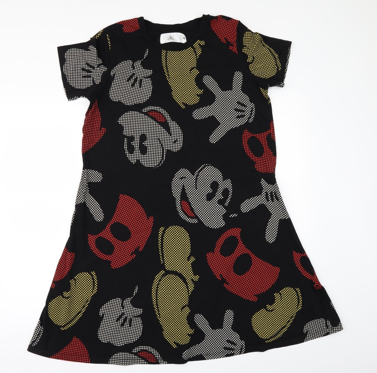 Disney Womens Black Geometric  Fit & Flare  Size M  - Micky Mouse