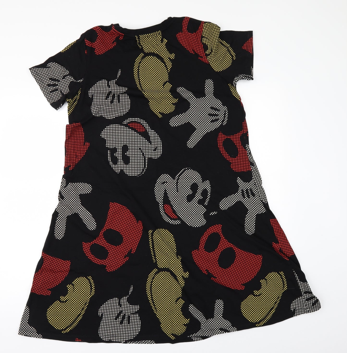 Disney Womens Black Geometric  Fit & Flare  Size M  - Micky Mouse