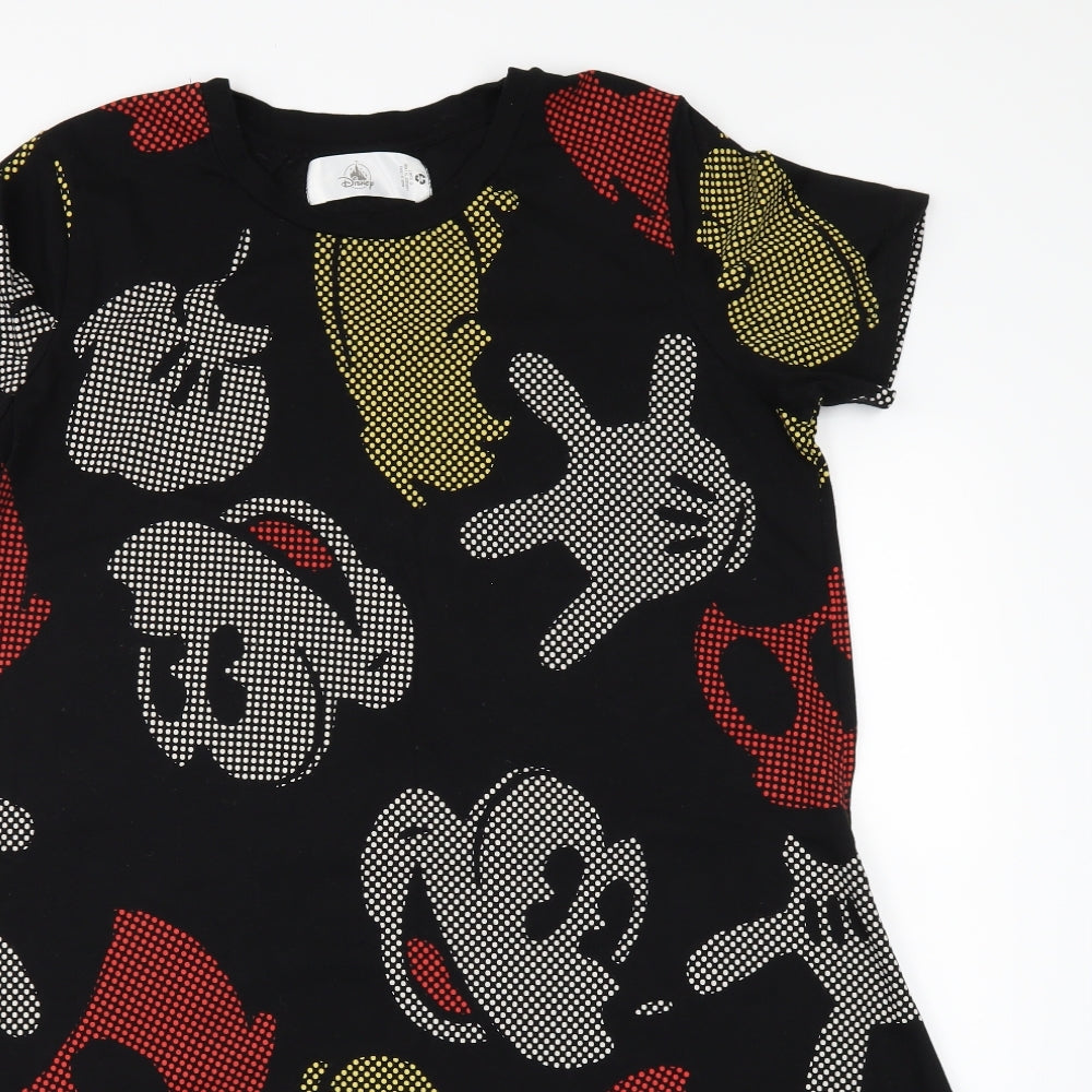 Disney Womens Black Geometric  Fit & Flare  Size M  - Micky Mouse