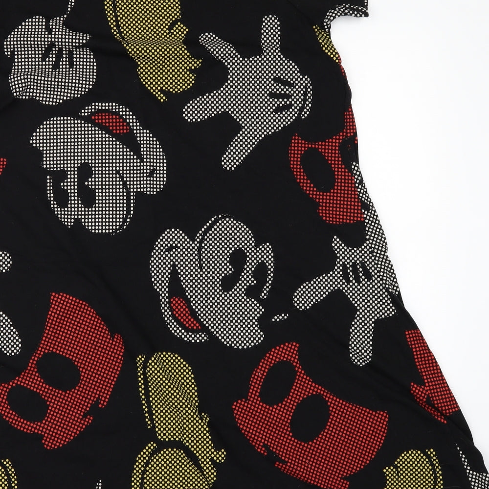 Disney Womens Black Geometric  Fit & Flare  Size M  - Micky Mouse