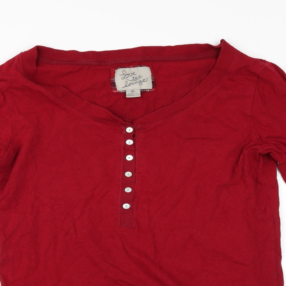 Primark Womens Red Solid  Top Pyjama Top Size XS