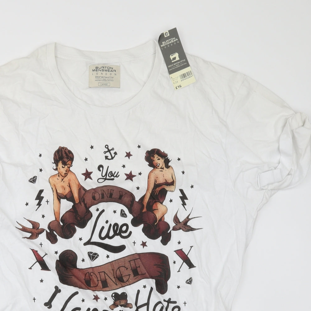 Burton Mens White    T-Shirt Size L