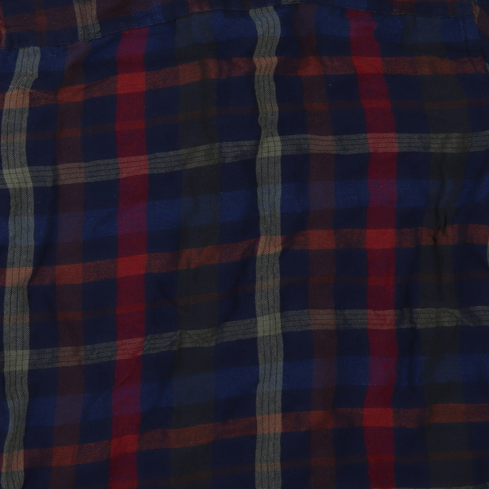 TU Mens Blue Check   Button-Up Size M