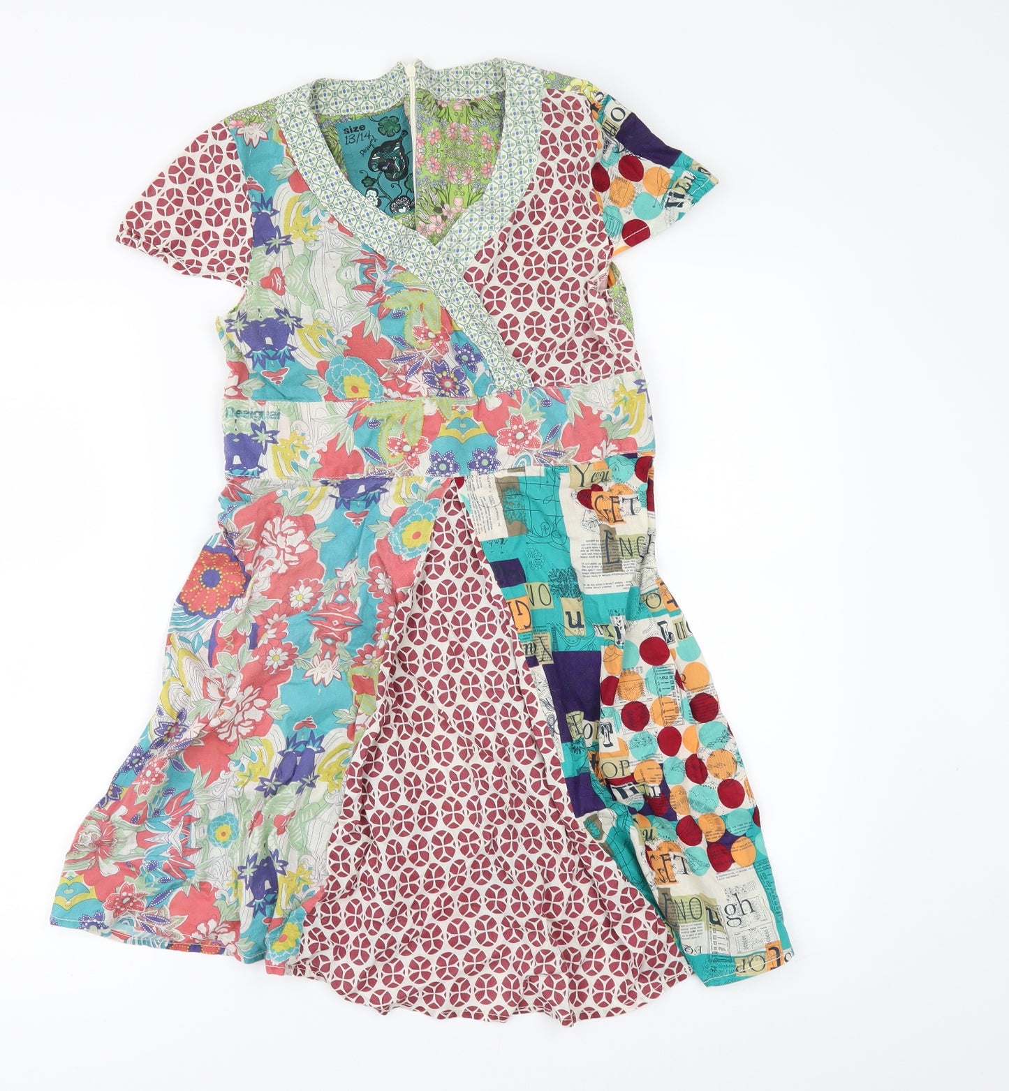 Preworn Girls Multicoloured Geometric  A-Line  Size 13-14 Years