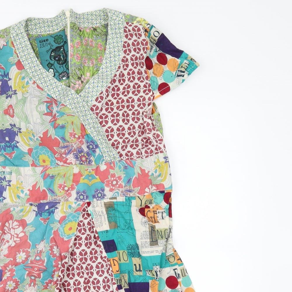 Preworn Girls Multicoloured Geometric  A-Line  Size 13-14 Years