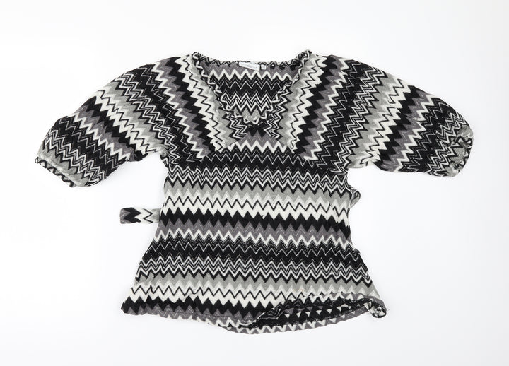New Look Womens Black Geometric  Basic Blouse Size 12