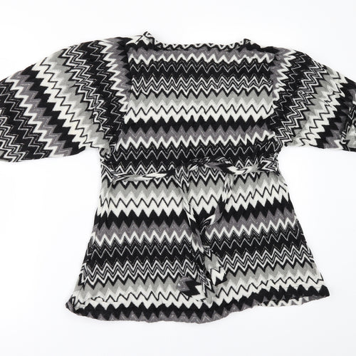New Look Womens Black Geometric  Basic Blouse Size 12