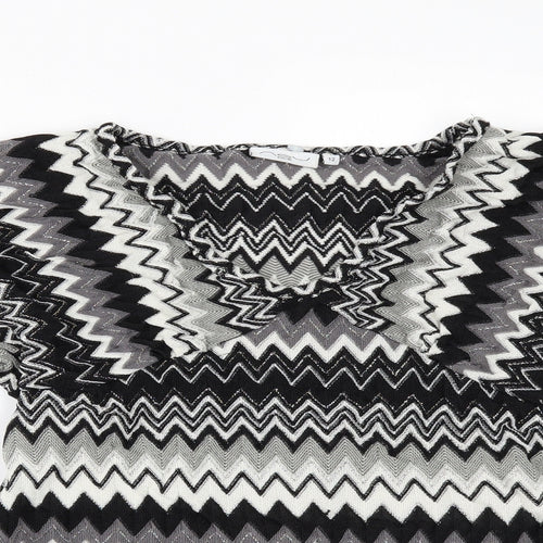 New Look Womens Black Geometric  Basic Blouse Size 12