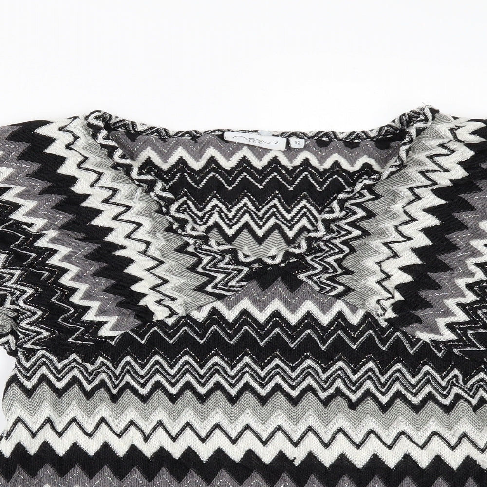 New Look Womens Black Geometric  Basic Blouse Size 12
