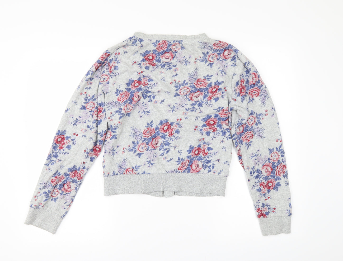 Primark Womens Grey Floral  Cardigan Jumper Size 16