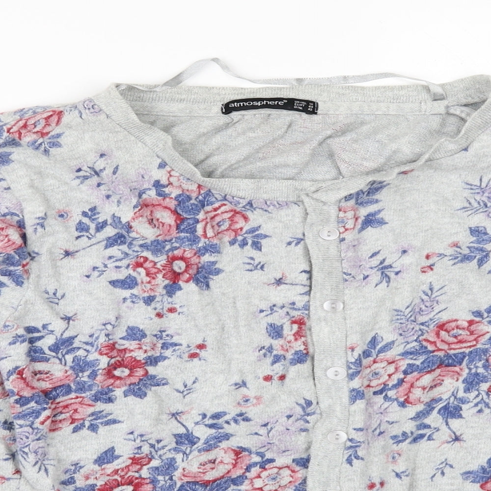 Primark Womens Grey Floral  Cardigan Jumper Size 16